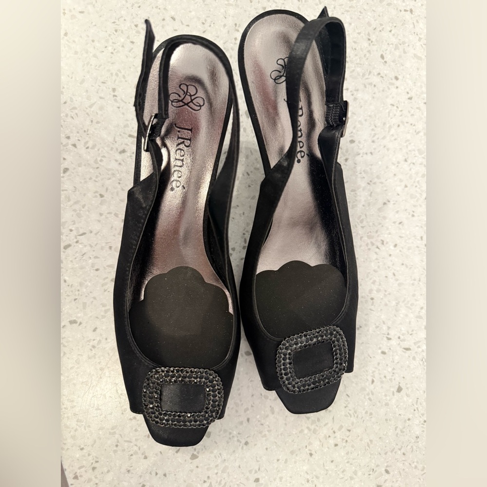 J.Renee Black Slingback Heels with Buckle